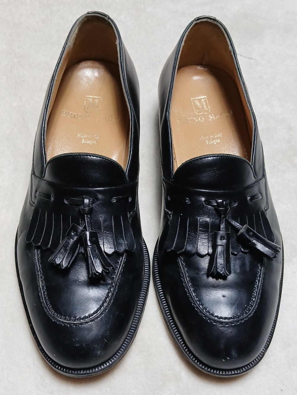Bruno Magli Black Leather Tassel Loafers Size 9.5 W